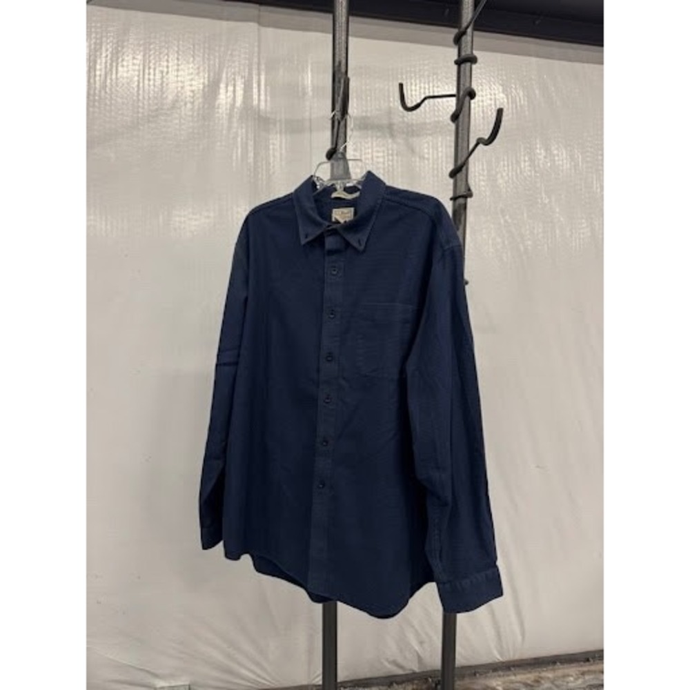 L.L.Bean Micro-Plaid Button-Down Shirt - Navy Blue - XL-Reg - Traditional Fit